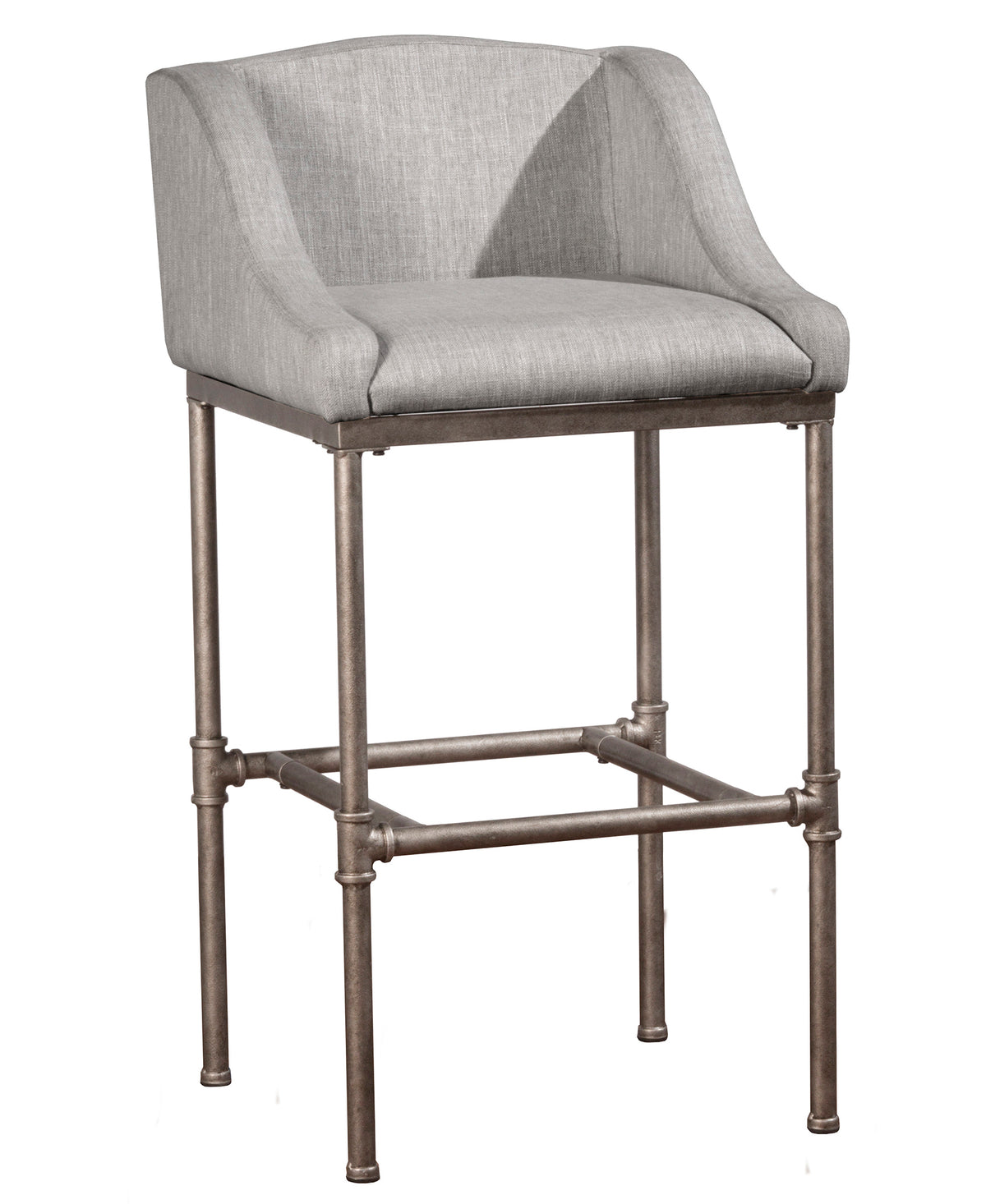Dillon Metal Bar Stool Light Gray Fabric