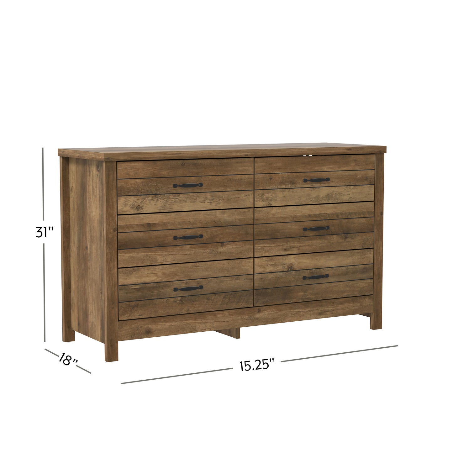 Lancaster Wood 6 Drawer Dresser