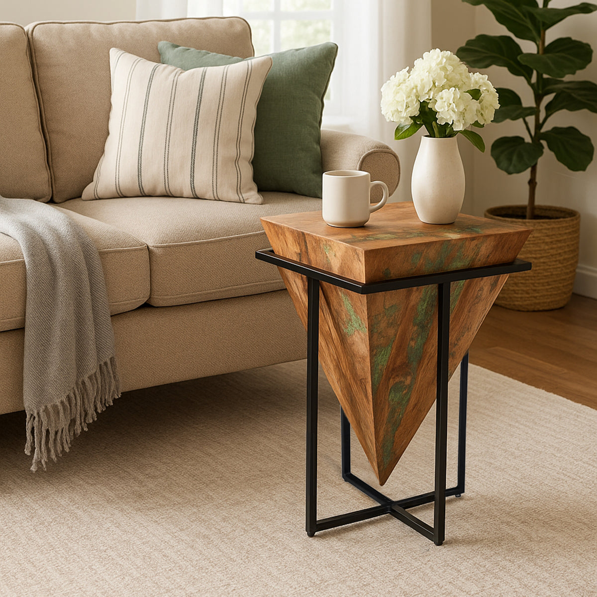 Cleopatra Wood and Metal Accent Table