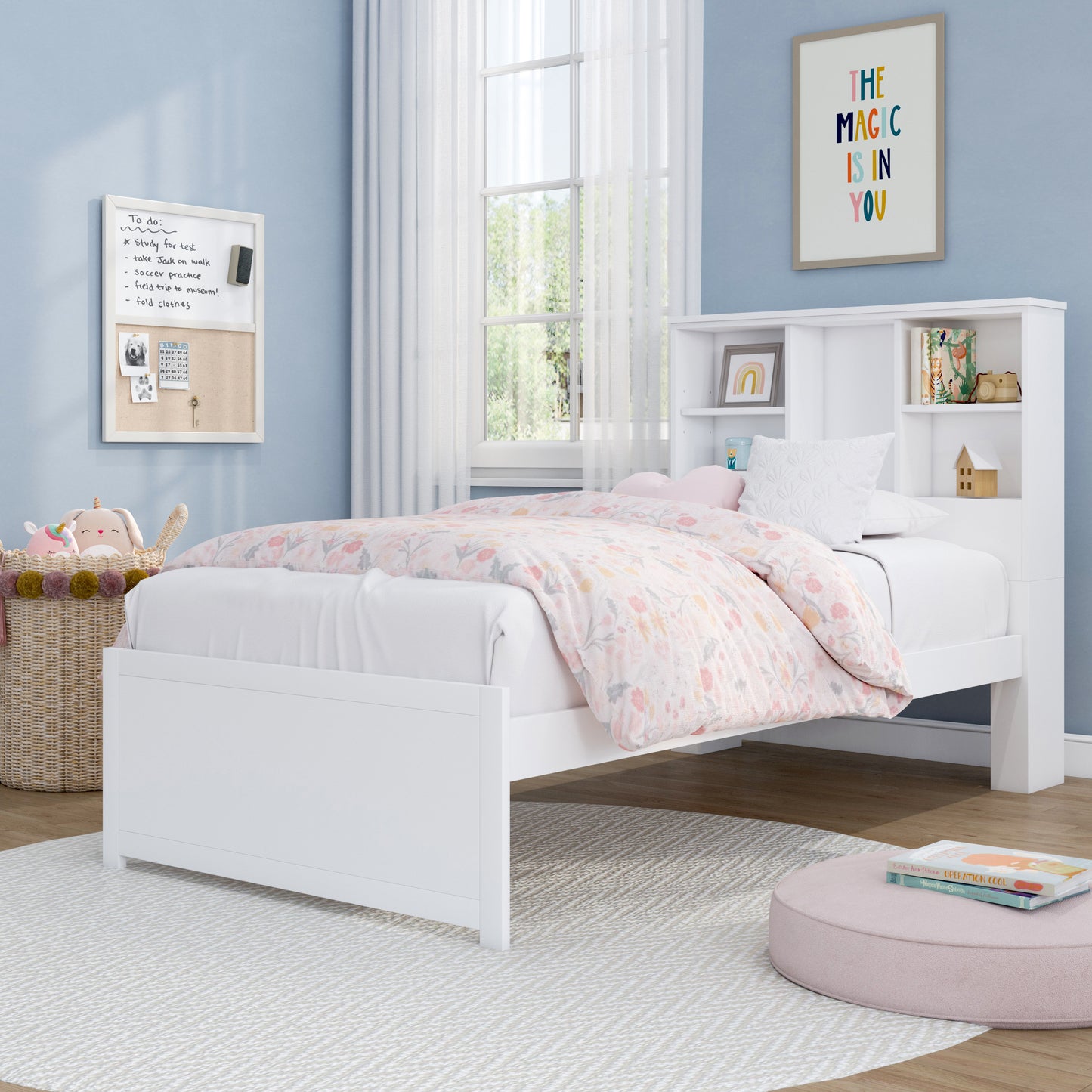 Caspian Wood Bookcase Bed