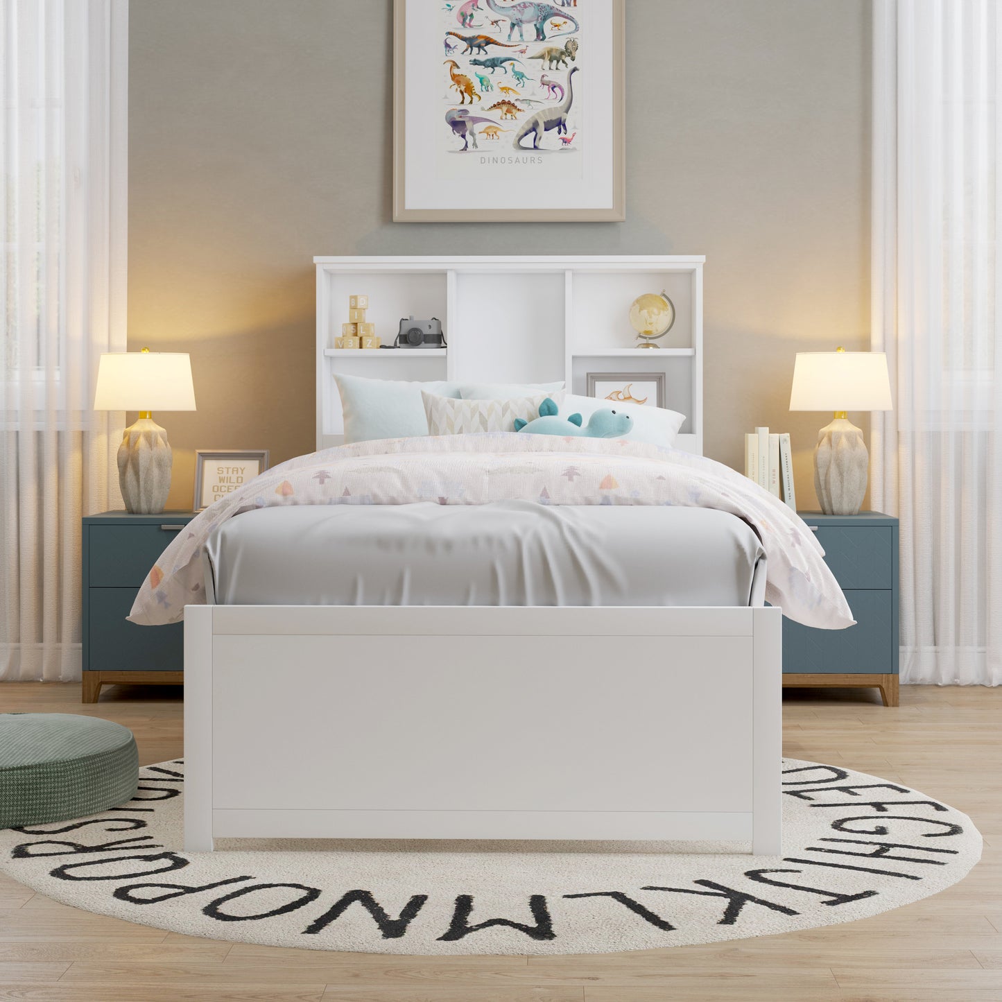 Caspian Wood Bookcase Bed