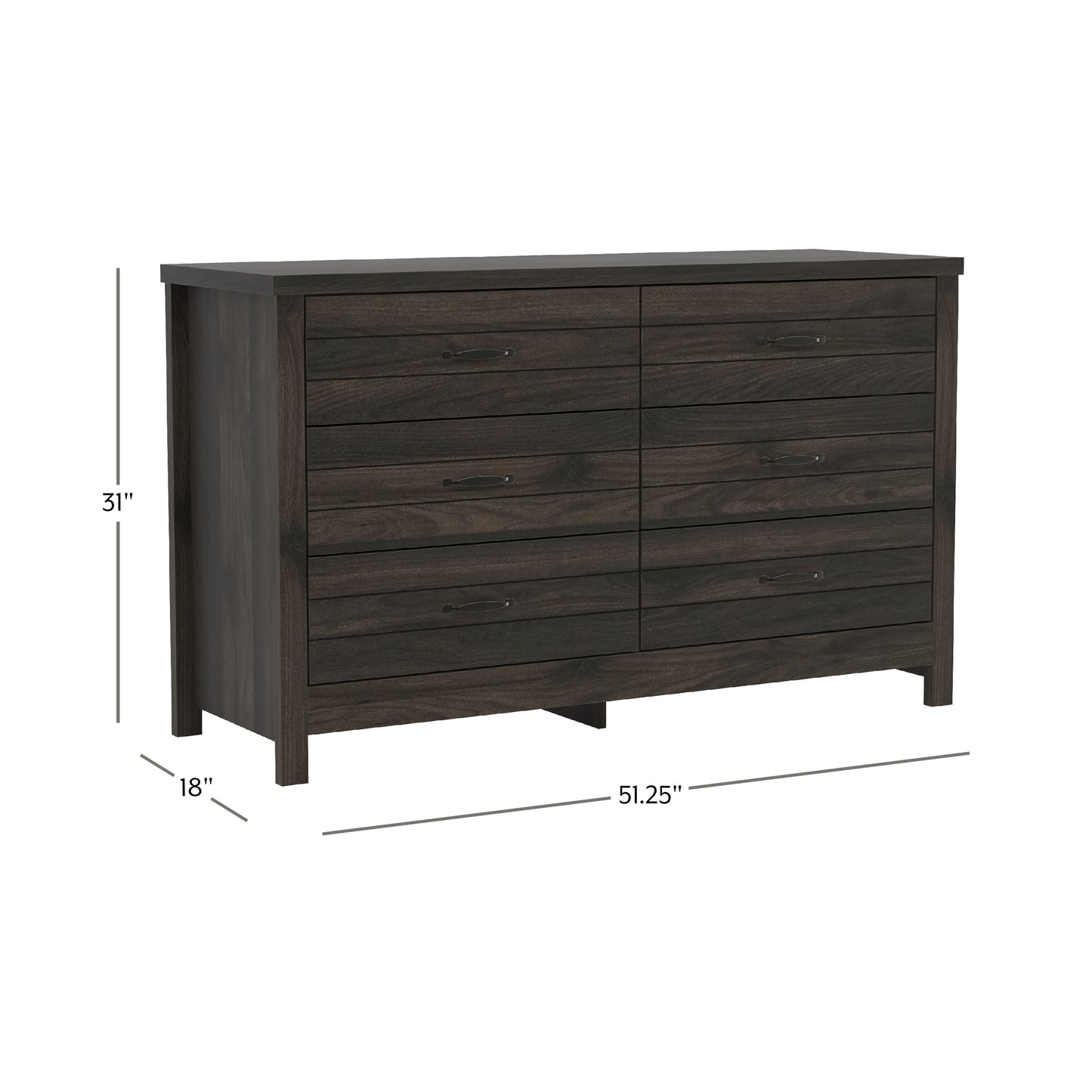 Lancaster Wood 6 Drawer Dresser