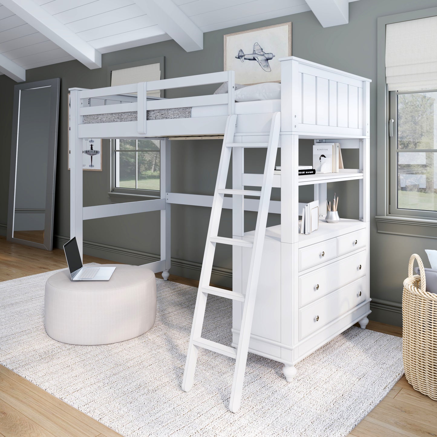 Lake House Wood Loft Bed