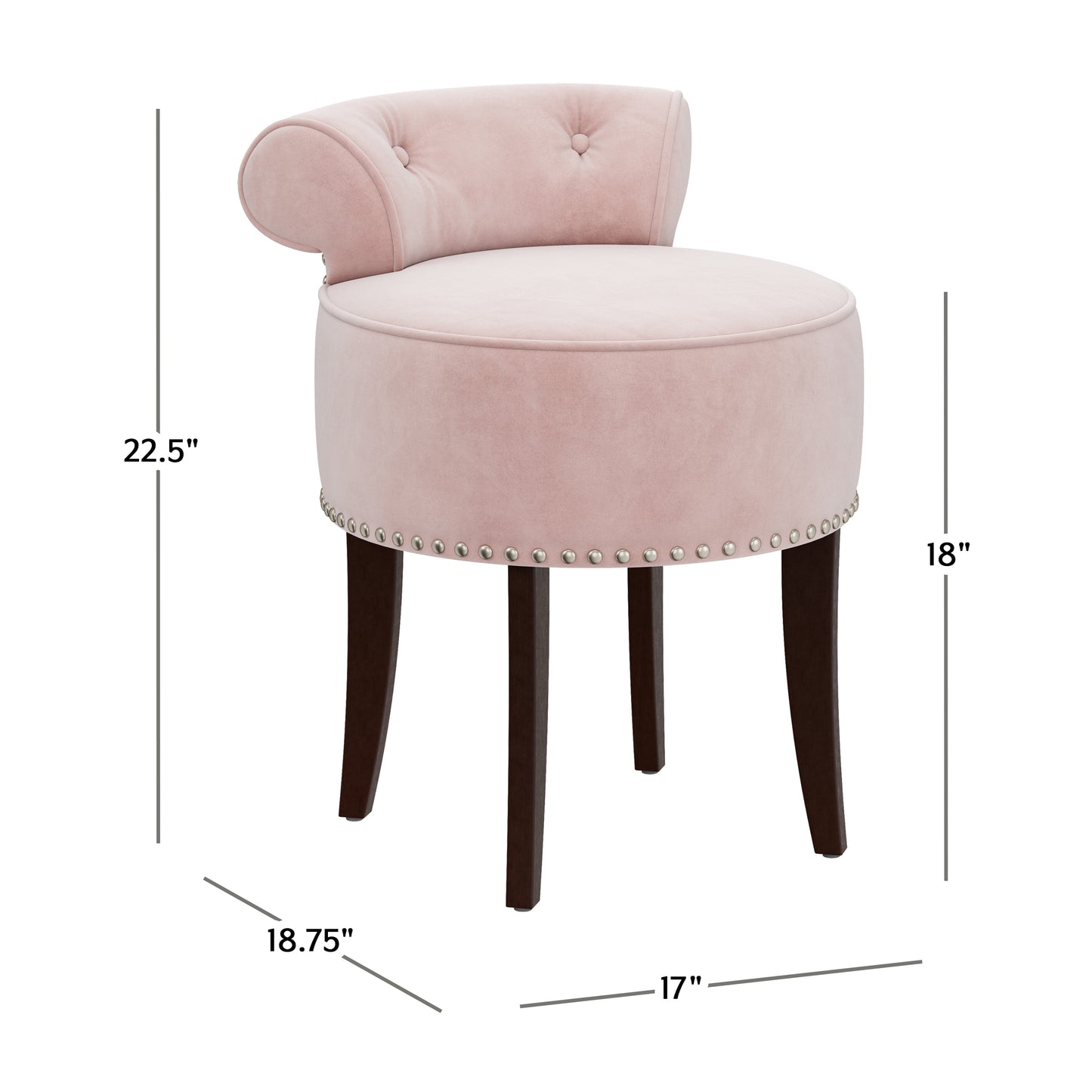 Lena Wood Vanity Stool