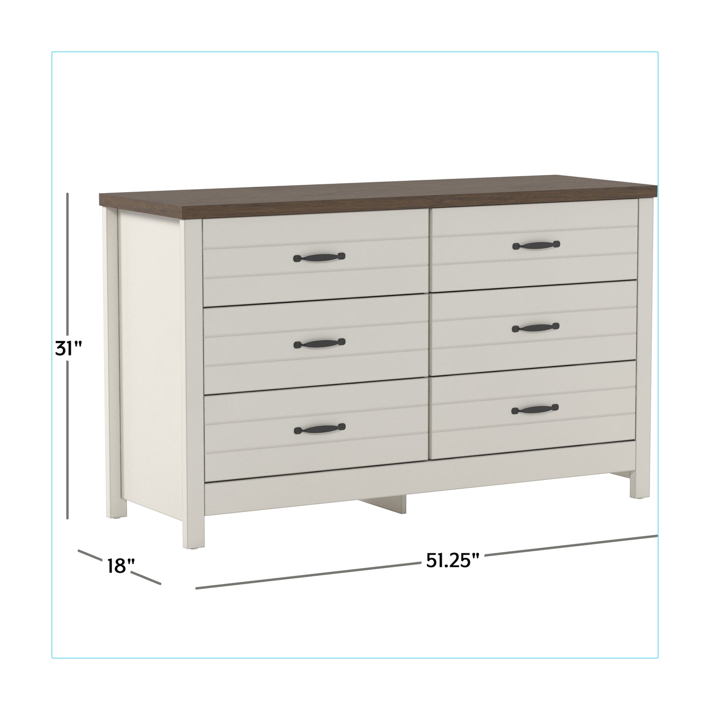 Lancaster Wood 6 Drawer Dresser