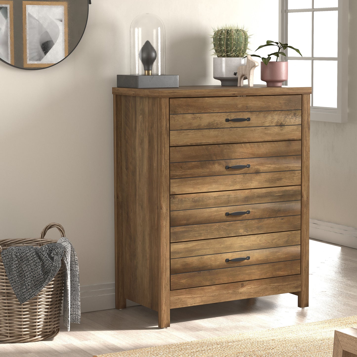 Lancaster Wood 4 Drawer Dresser
