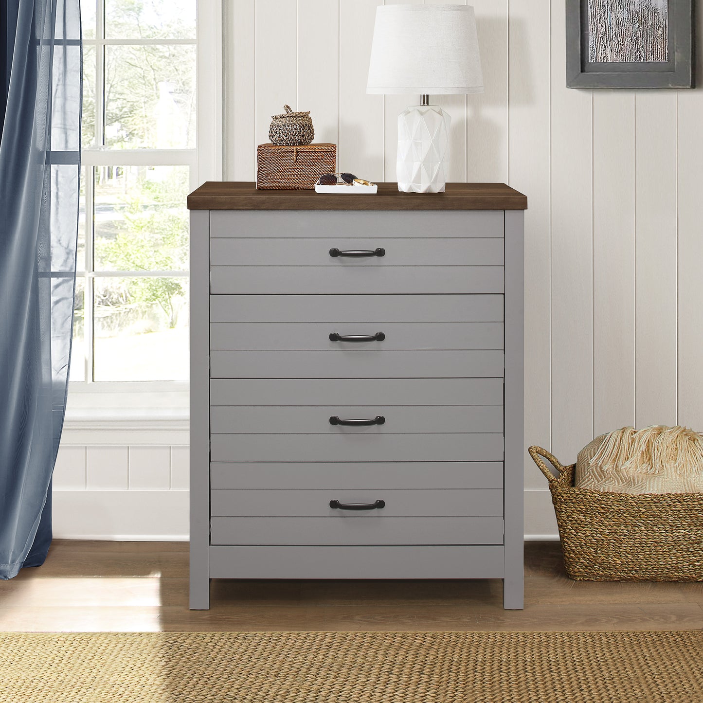 Lancaster Wood 4 Drawer Dresser