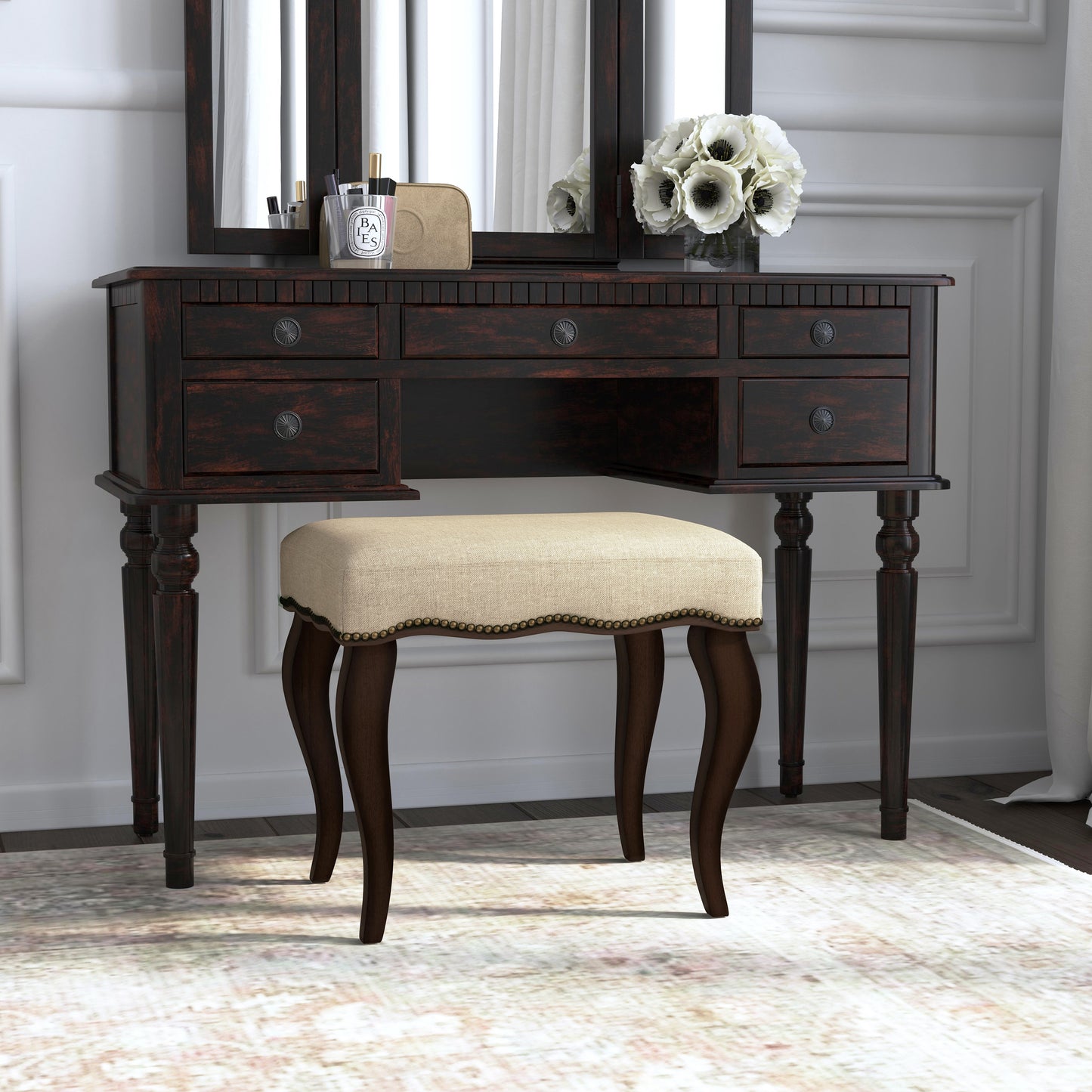 Hamilton Wood Vanity Stool