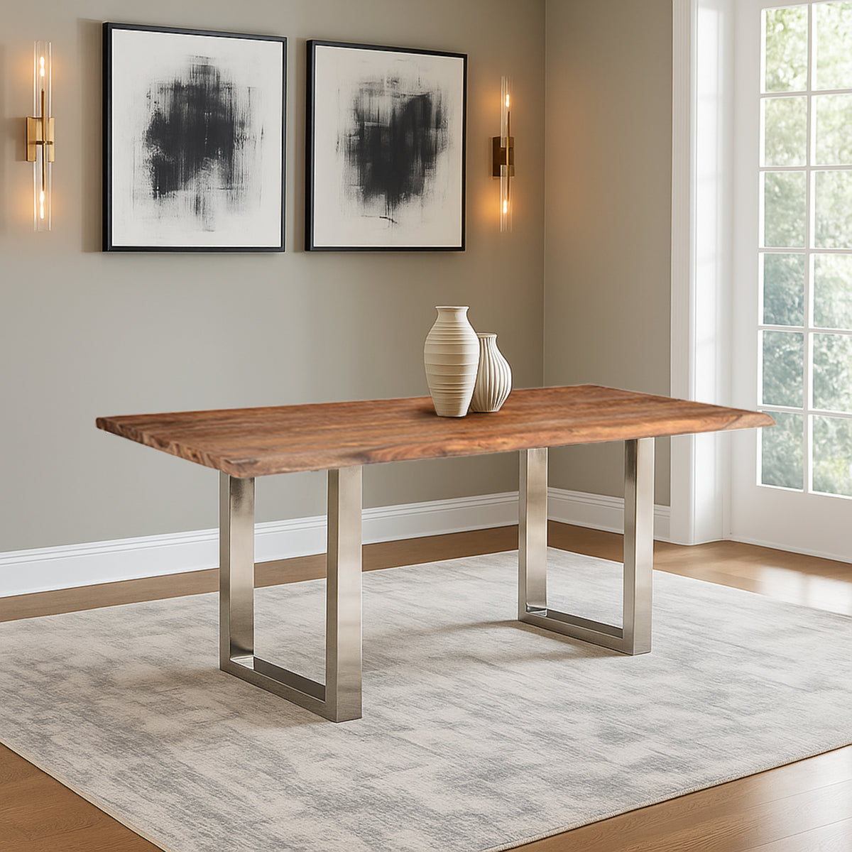 Luxe Wood and Metal Dining Set