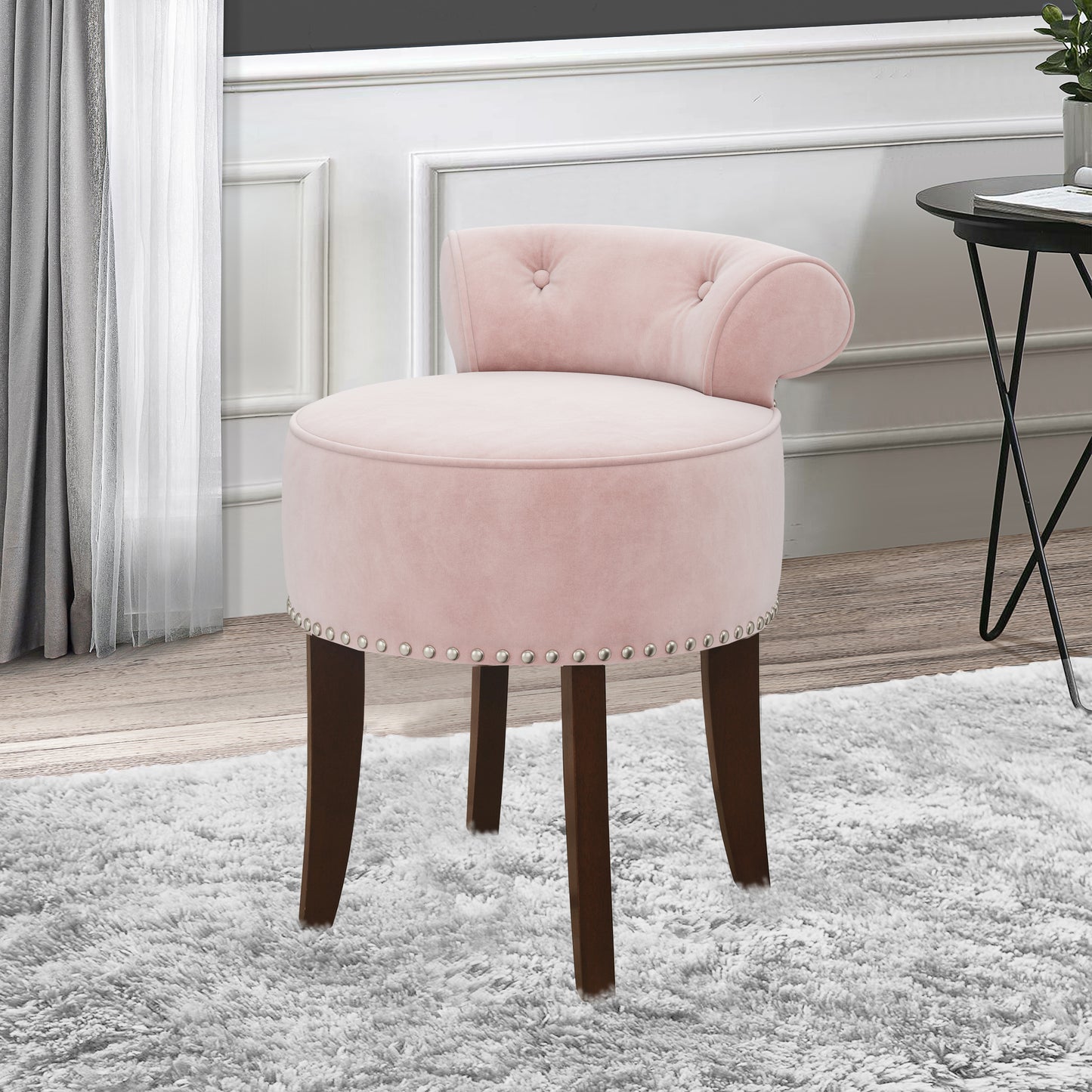 Lena Wood Vanity Stool