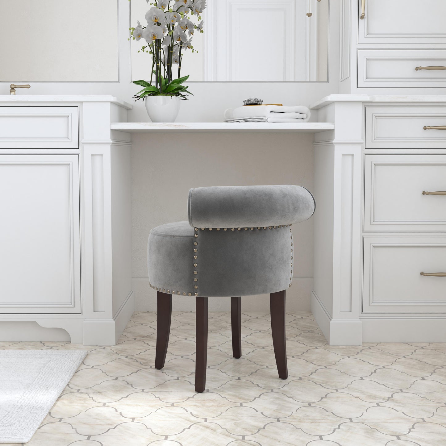 Lena Wood Vanity Stool