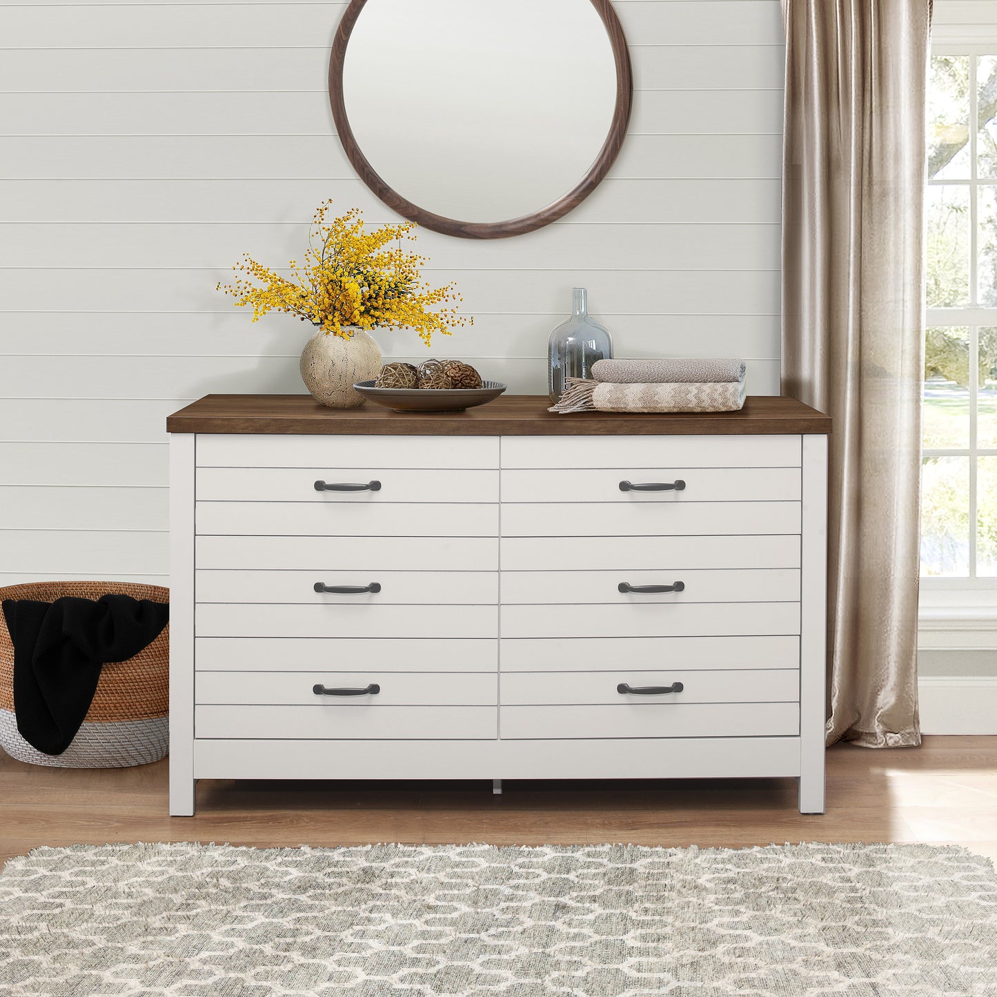 Lancaster Wood 6 Drawer Dresser