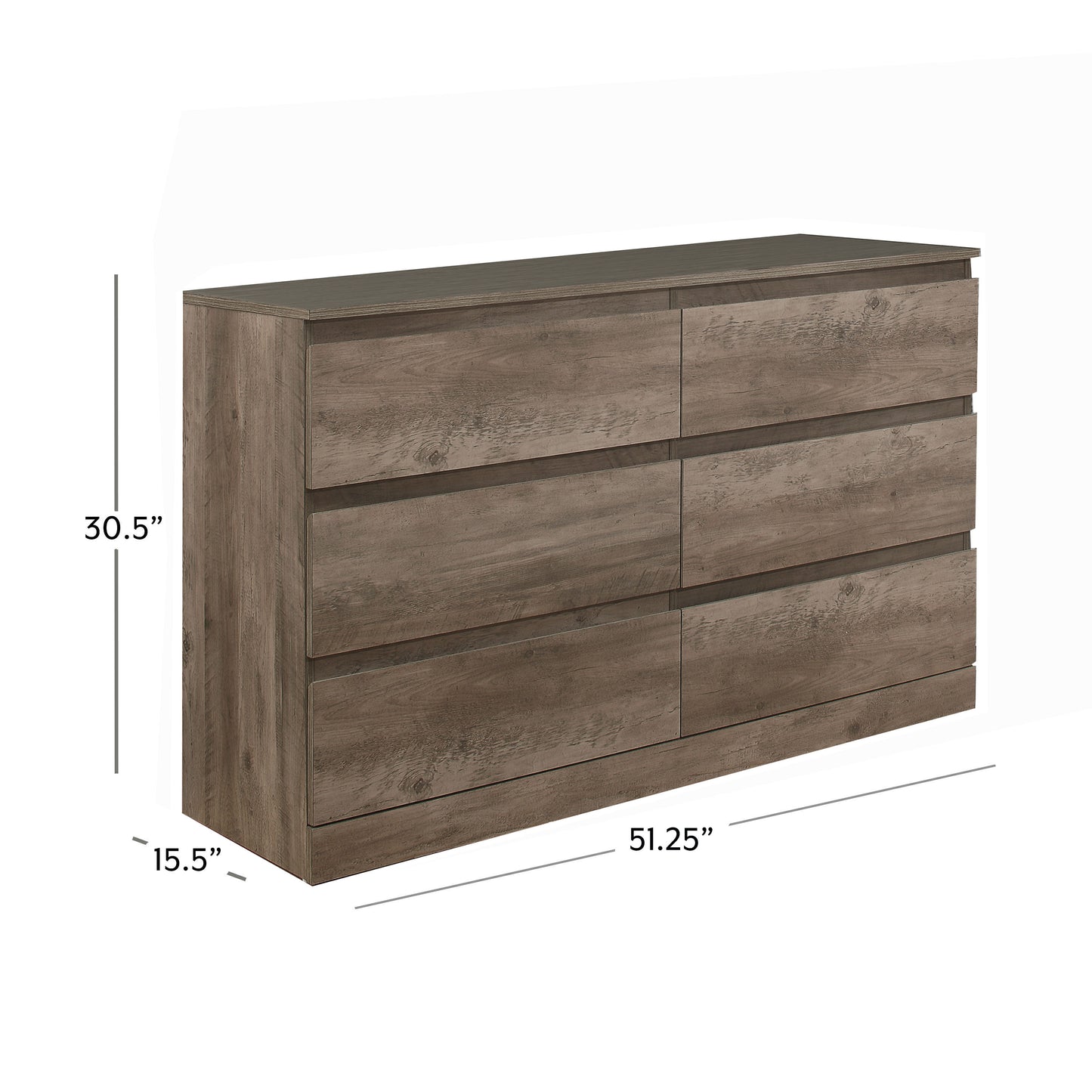 Brindle Wood 6 Drawer Dresser