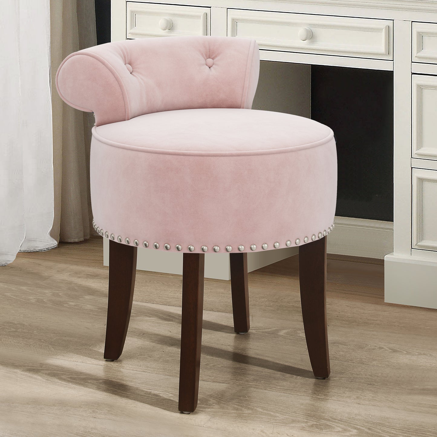 Lena Wood Vanity Stool