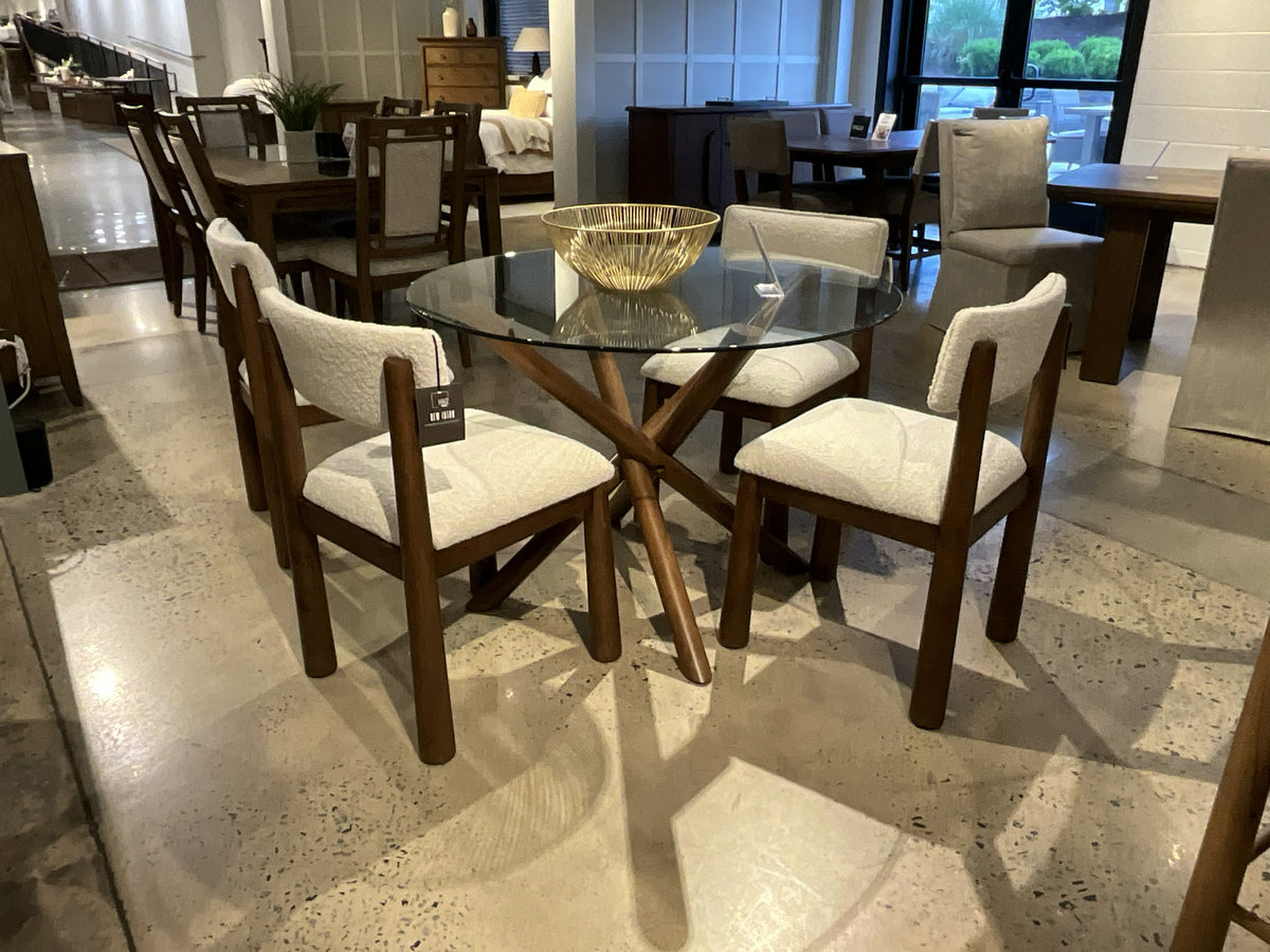 Micah Wood and Glass 5PC Dining Set