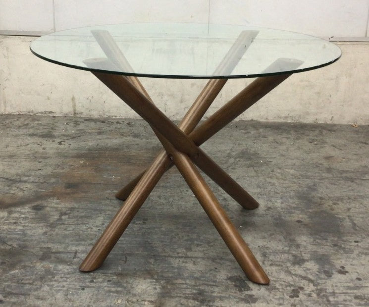 Micah Wood Dining Table with Glass Top