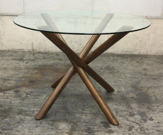 Micah Wood Dining Table with Glass Top