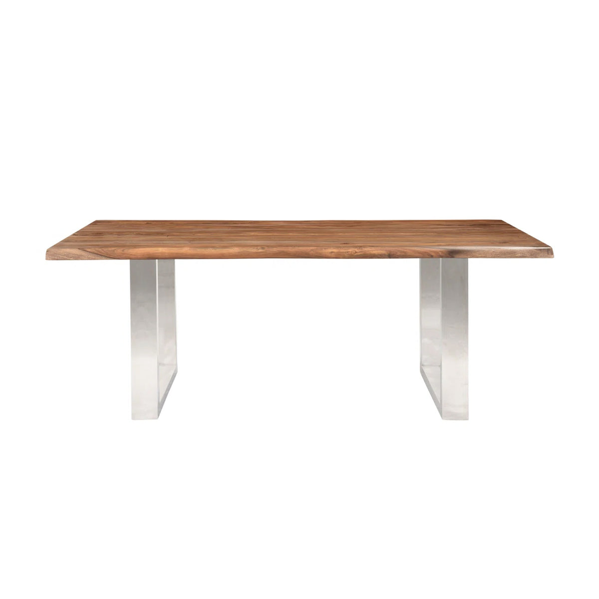 Luxe Wood and Metal Dining Table, Brownstone