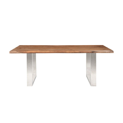 Luxe Wood and Metal Dining Table, Brownstone