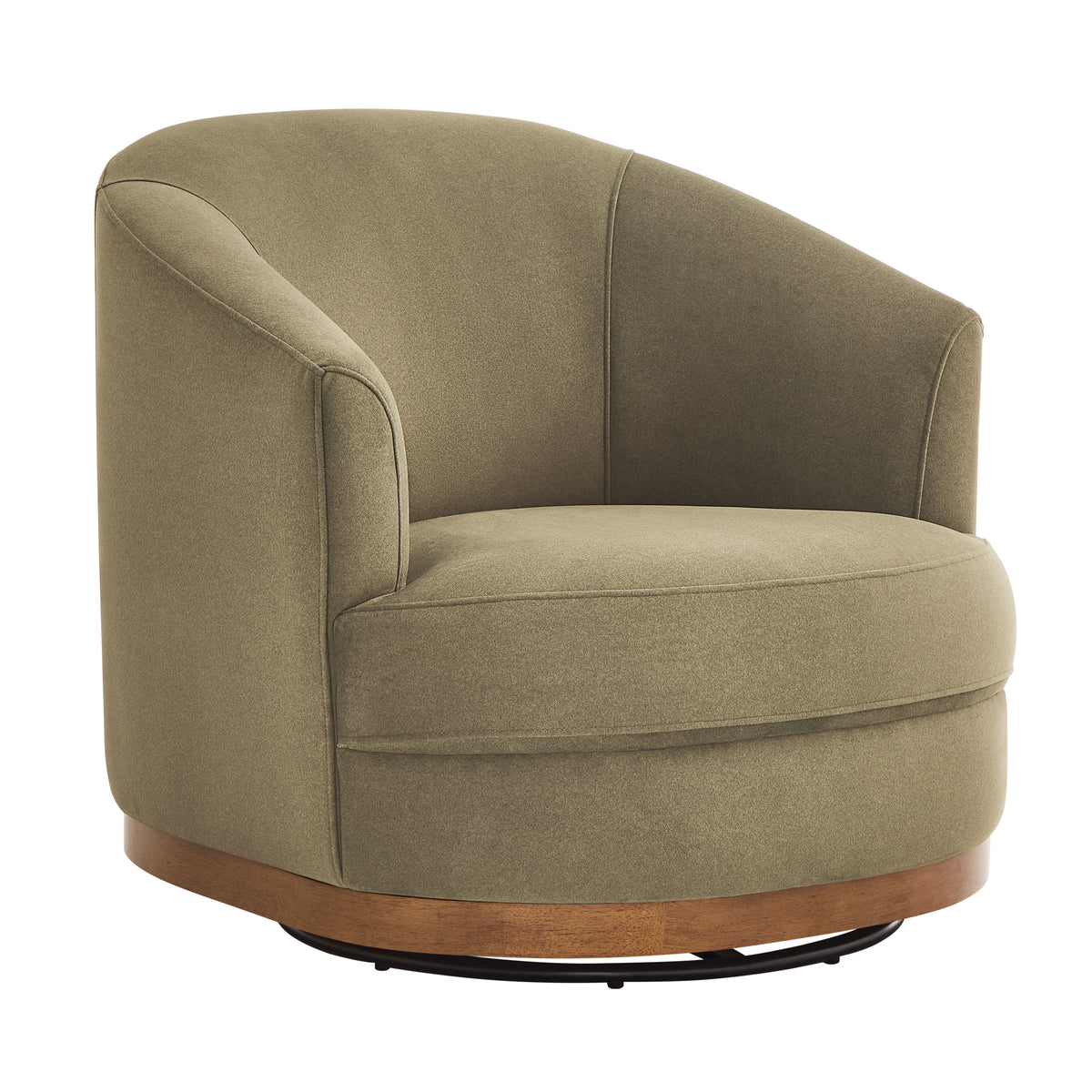Cayton Upholstered Swivel Accent Chair with Wood Base