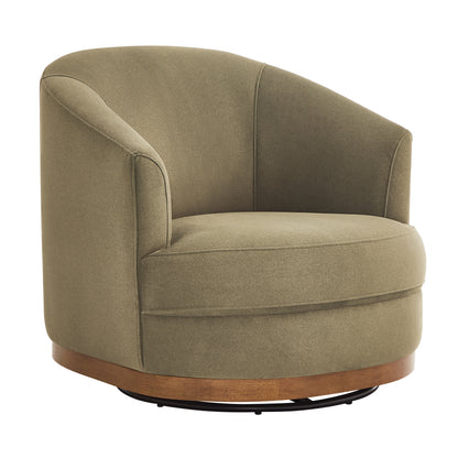 Cayton Upholstered Swivel Accent Chair with Wood Base