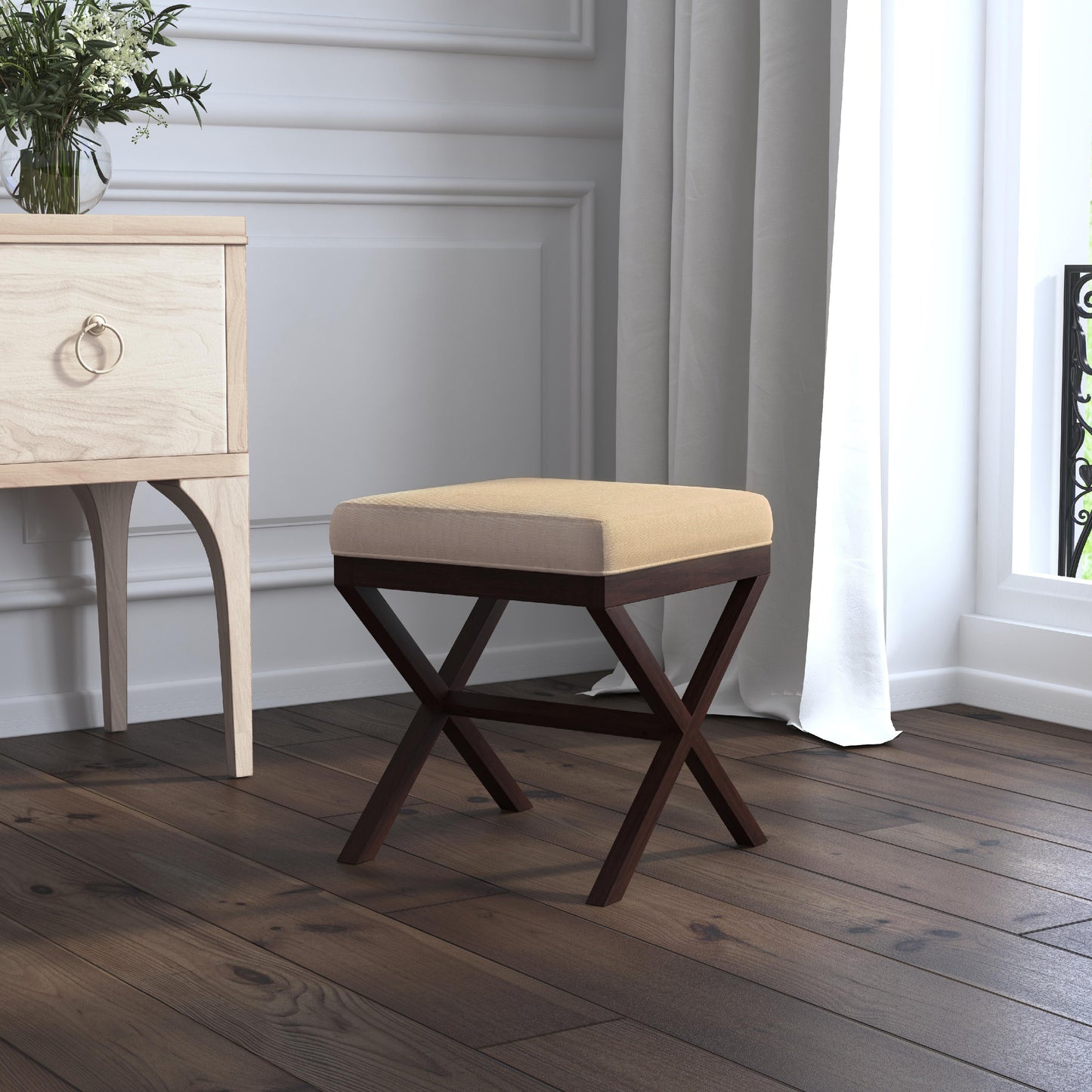 Morgan Wood Vanity Stool