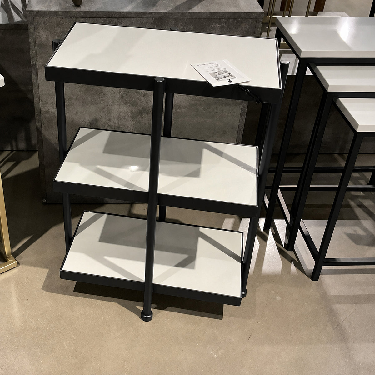 Coletown Metal 3 Shelf Accent Table with Stone Top Shelves