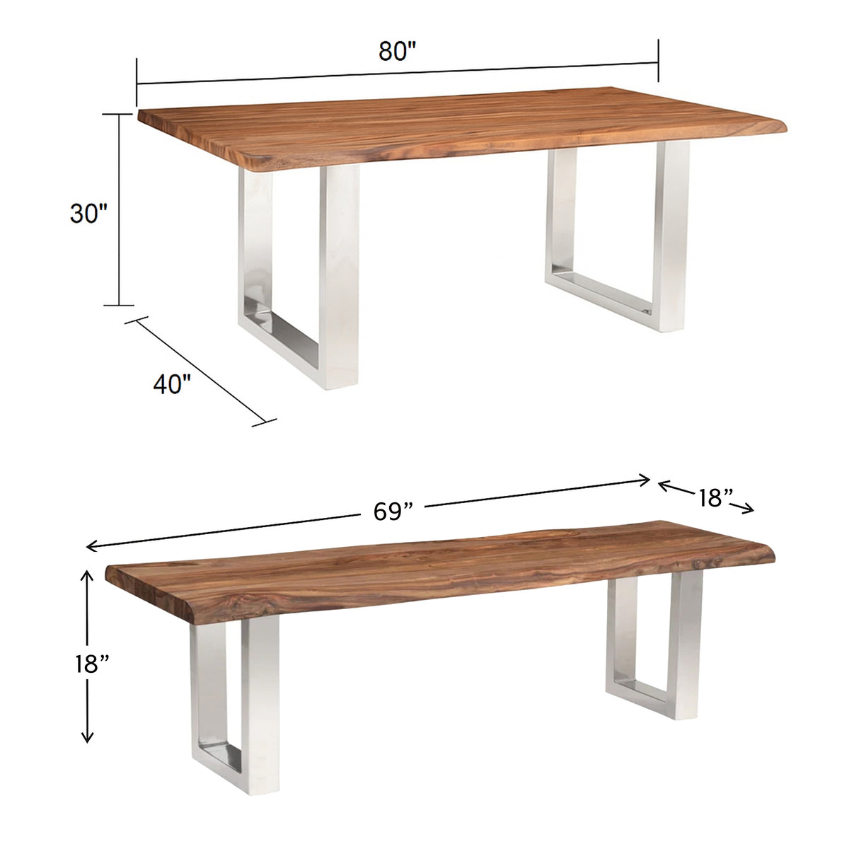 Luxe Wood and Metal Dining Set