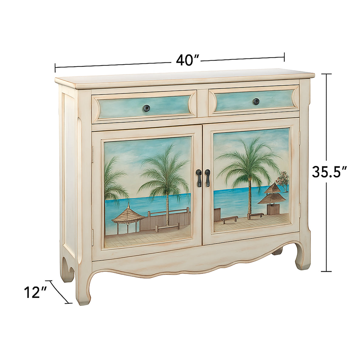 Quillon Wood Seascape Accent Cabinet