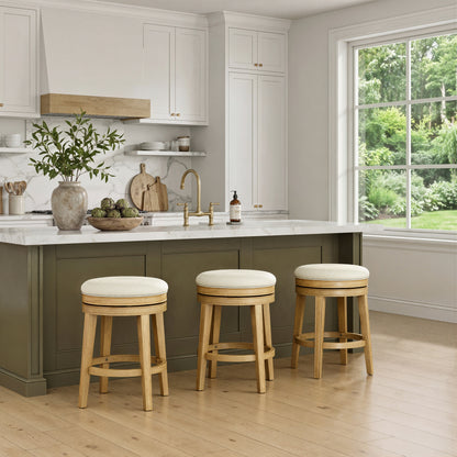 Anton Wood Backless Swivel Stool
