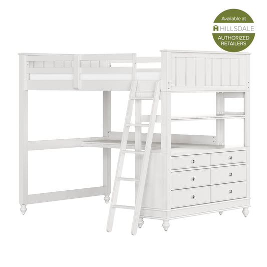Lake House Wood Loft Bed with Desk