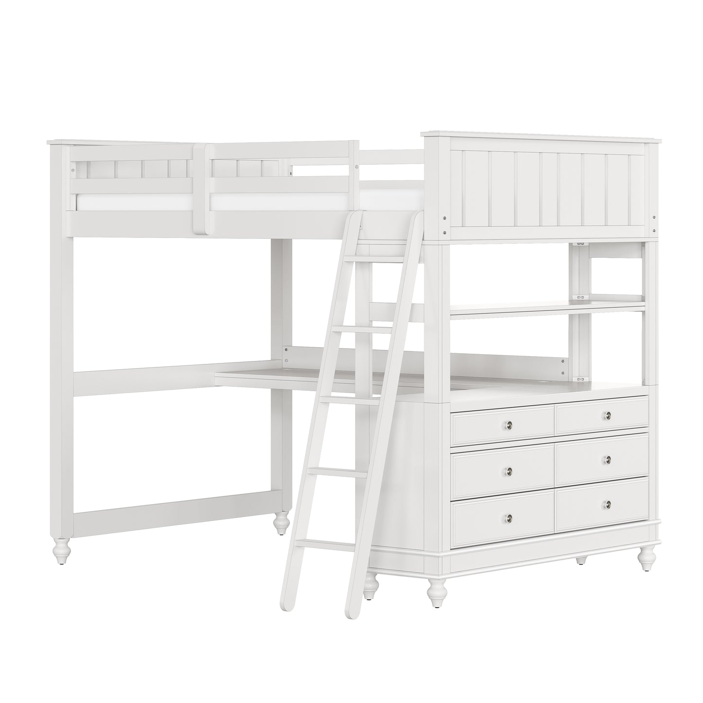Lake House Wood Loft Bed with Desk