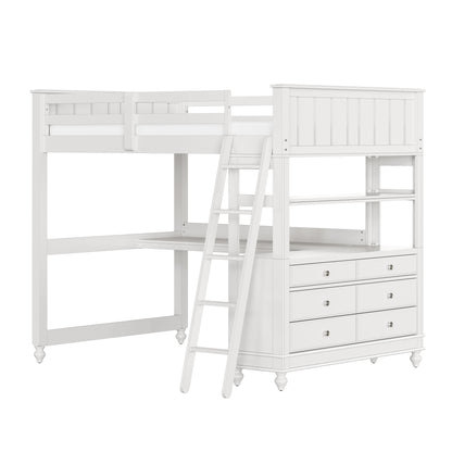 Lake House Wood Loft Bed with Desk