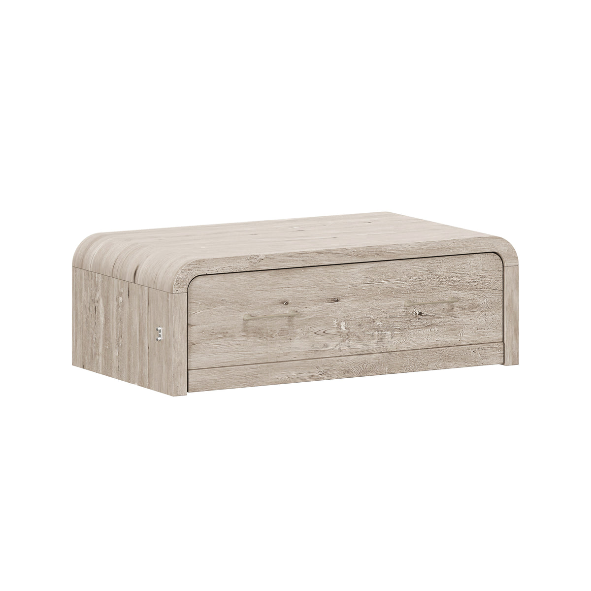 Juna Wood Twin Coffee Table Dream Console with Mattress and Rounded Corners, Harvest Birch Gray