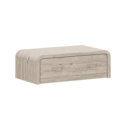 Juna Wood Twin Coffee Table Dream Console with Mattress and Rounded Corners, Harvest Birch Gray