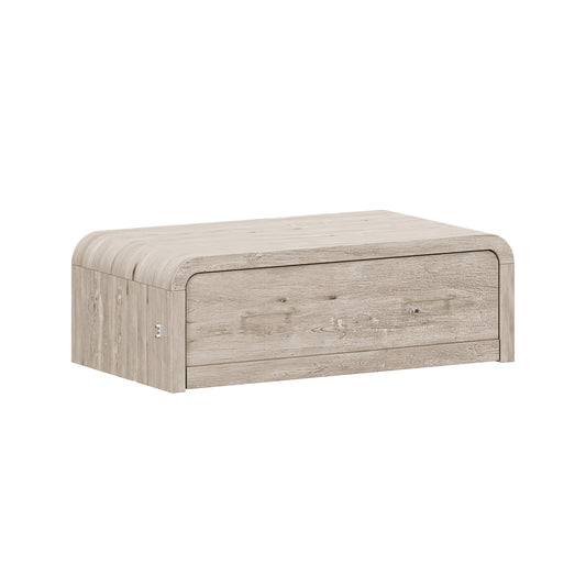 Juna Wood Twin Coffee Table Dream Console with Mattress and Rounded Corners, Harvest Birch Gray