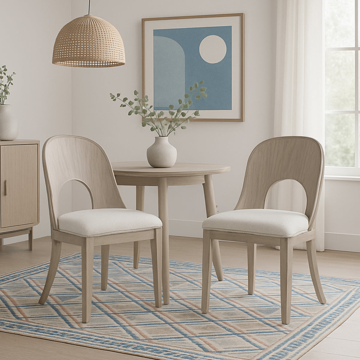 Niamh Wood and Upholstered Dining Chair, Set of 2