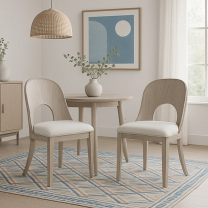 Niamh Wood and Upholstered Dining Chair, Set of 2