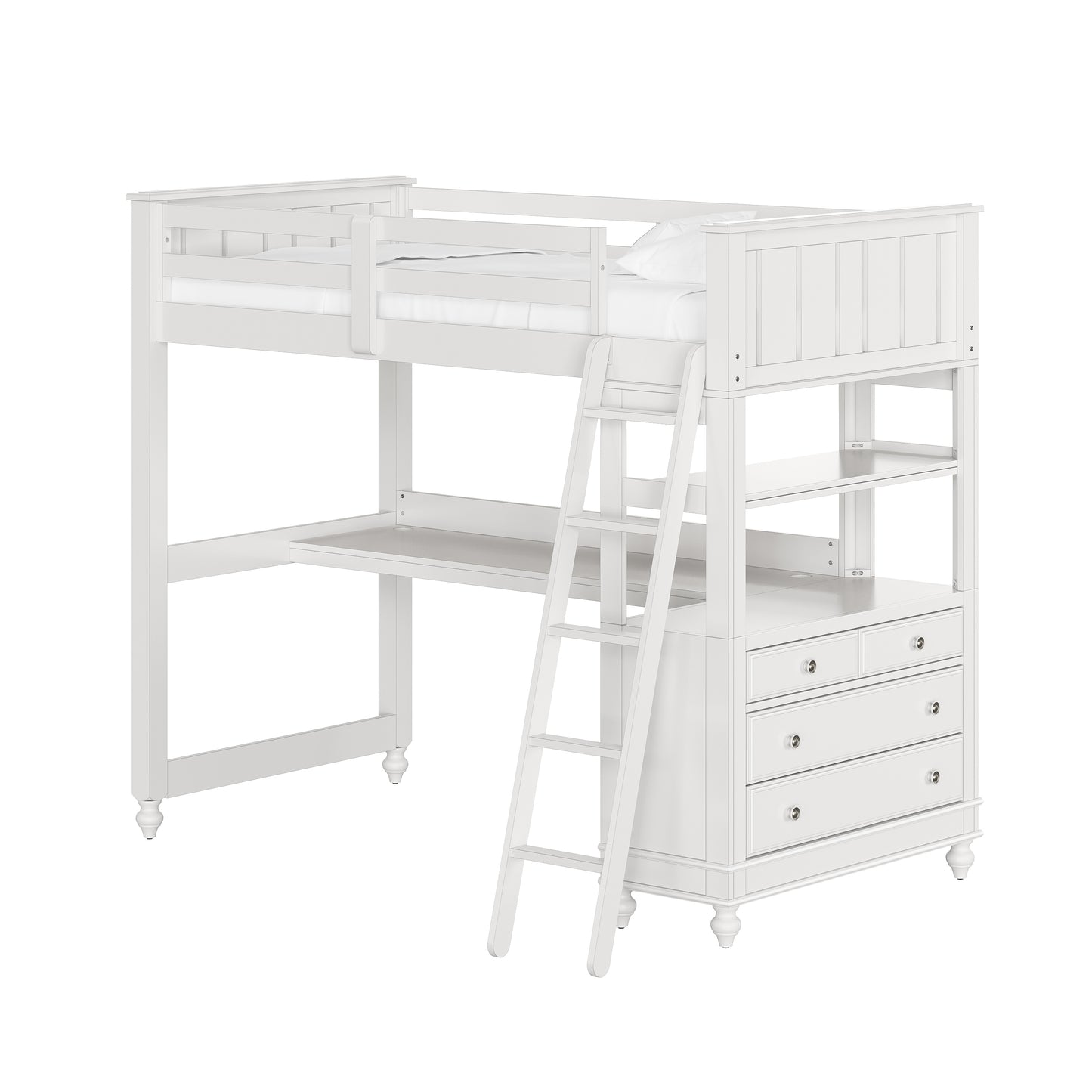 Lake House Wood Loft Bed with Desk