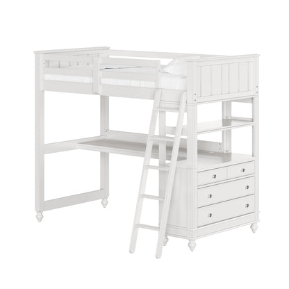 Lake House Wood Loft Bed with Desk