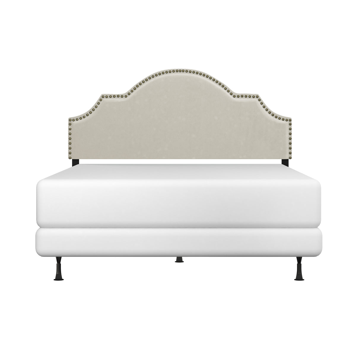 Cynthia Upholstered Bed with Frame, Cream