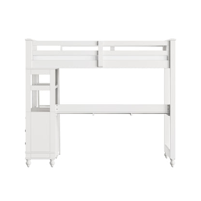 Lake House Wood Loft Bed with Desk