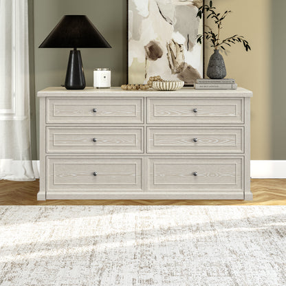 Soren Wood Queen 4 Drawer Dresser Dream Console with Mattress and Cover, Whitewash