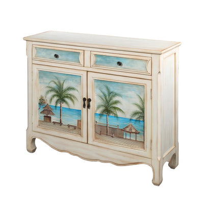 Quillon Wood Seascape Accent Cabinet