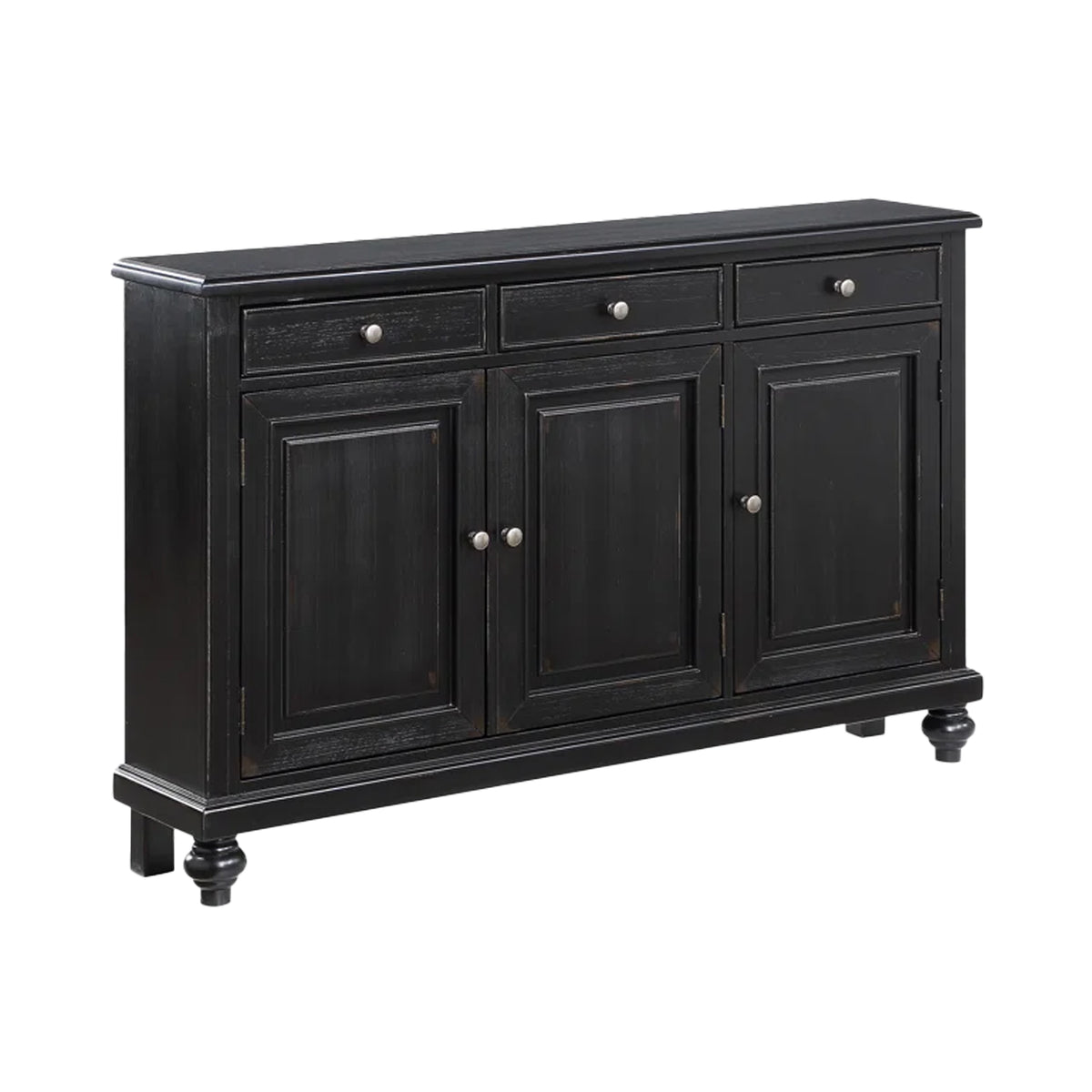 Mayfair Wood Three Drawer Three Door Credenza, Black