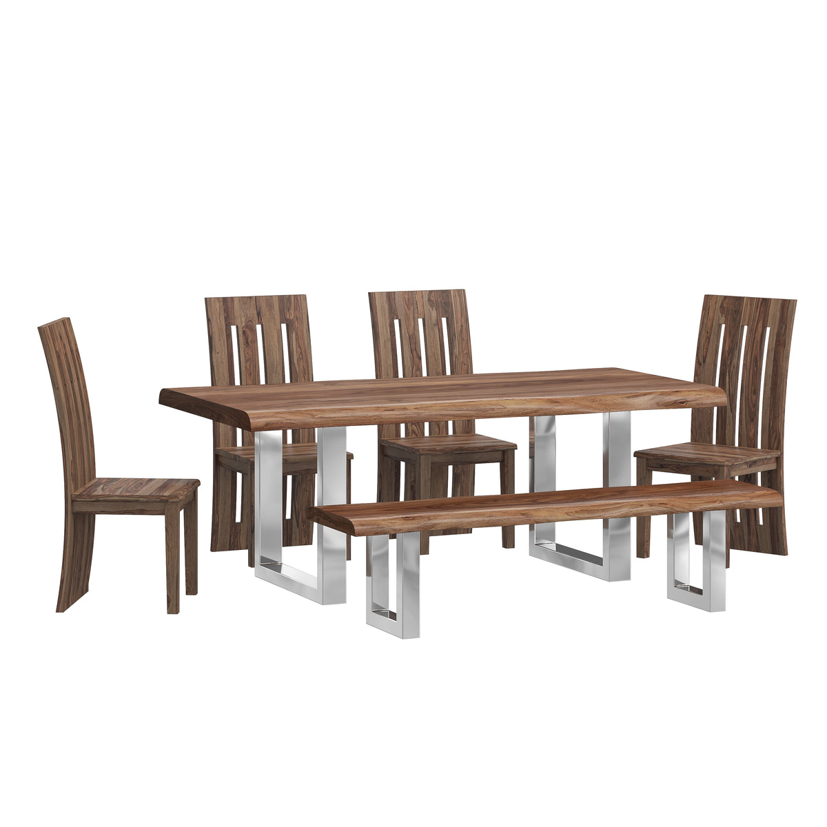 Luxe Wood and Metal Dining Set