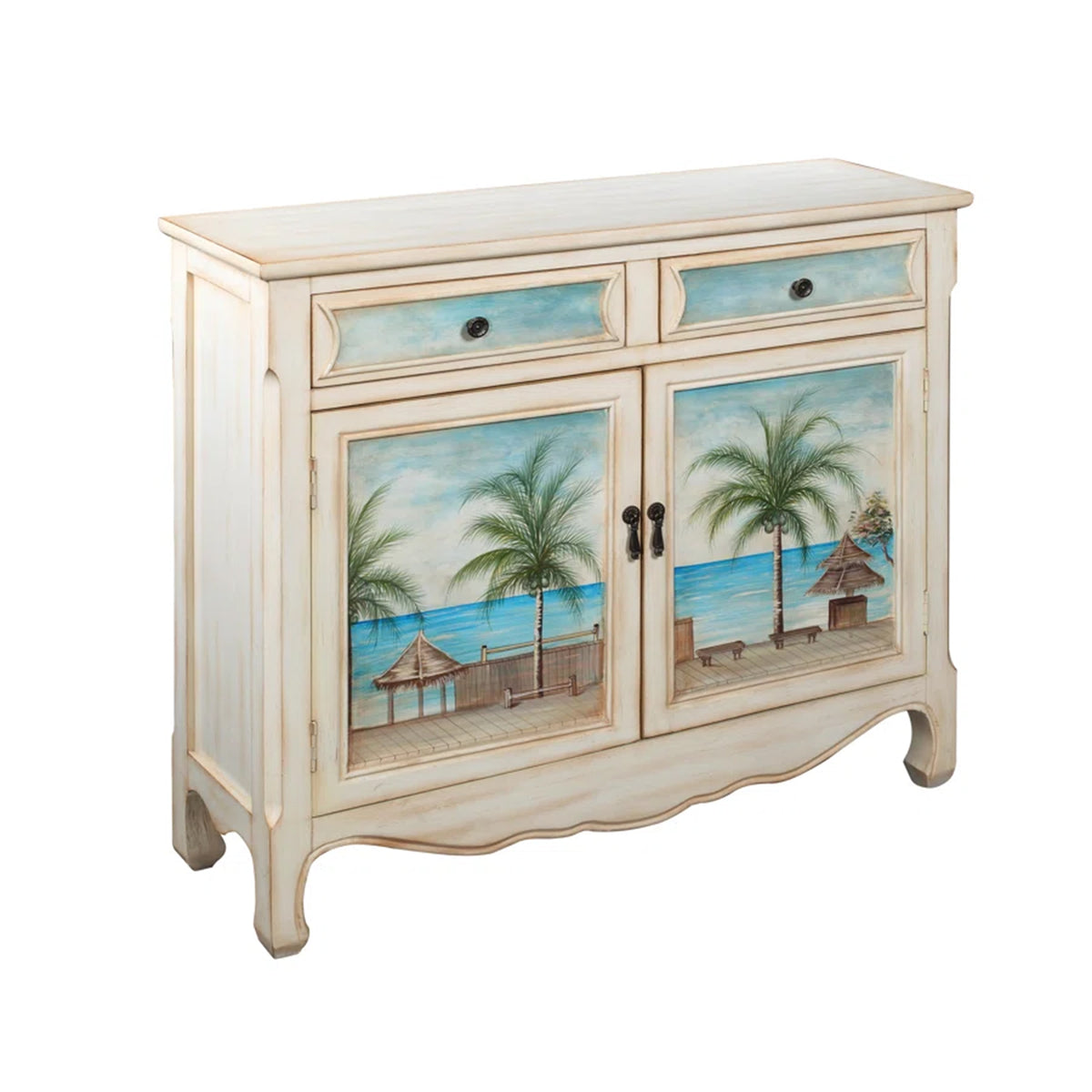 Quillon Wood Seascape Accent Cabinet