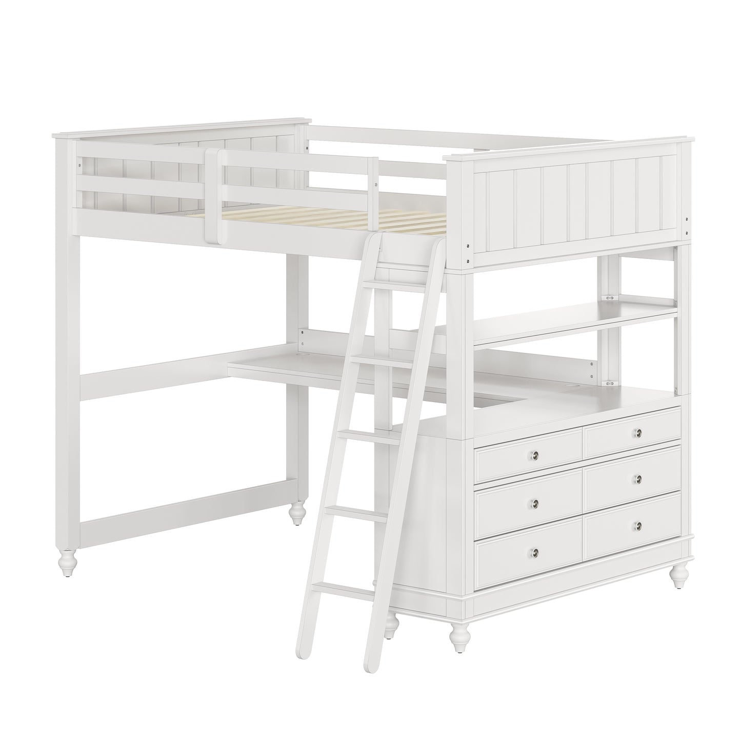 Lake House Wood Loft Bed with Desk