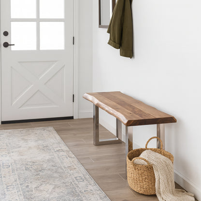 Luxe Wood and Metal Bench