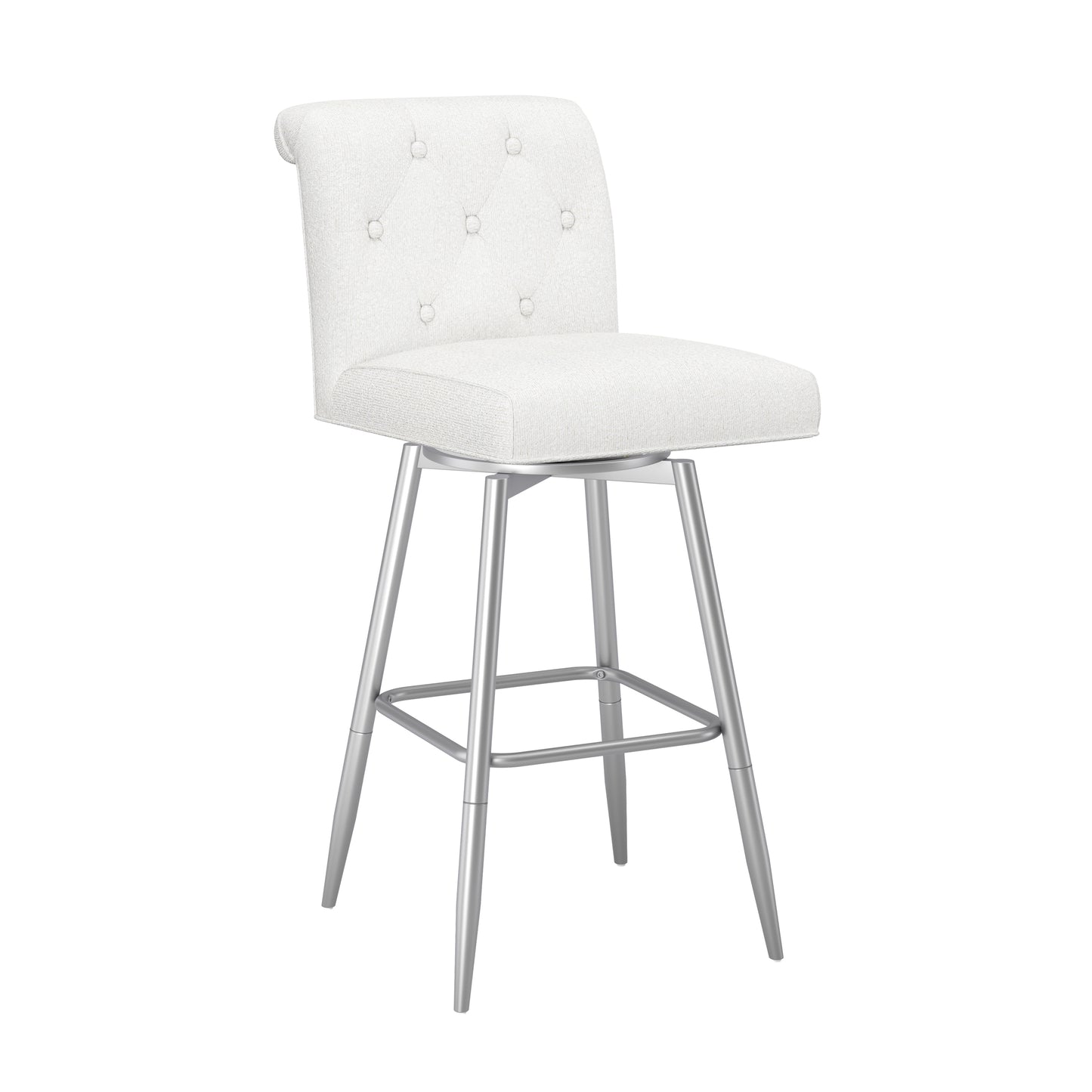 Uniquely Yours Metal Stool, Tufted / Salt / Silver